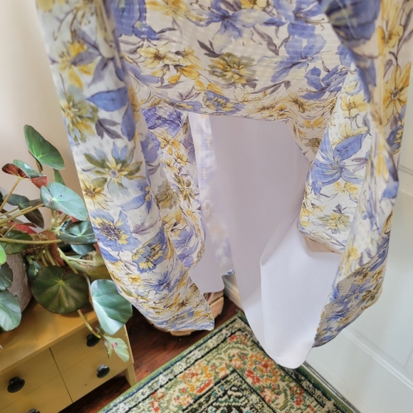 NWT R & K Blue Watercolor Floral Sleeveless Spring/Summer Dress, Size 16 - Picture 7 of 11